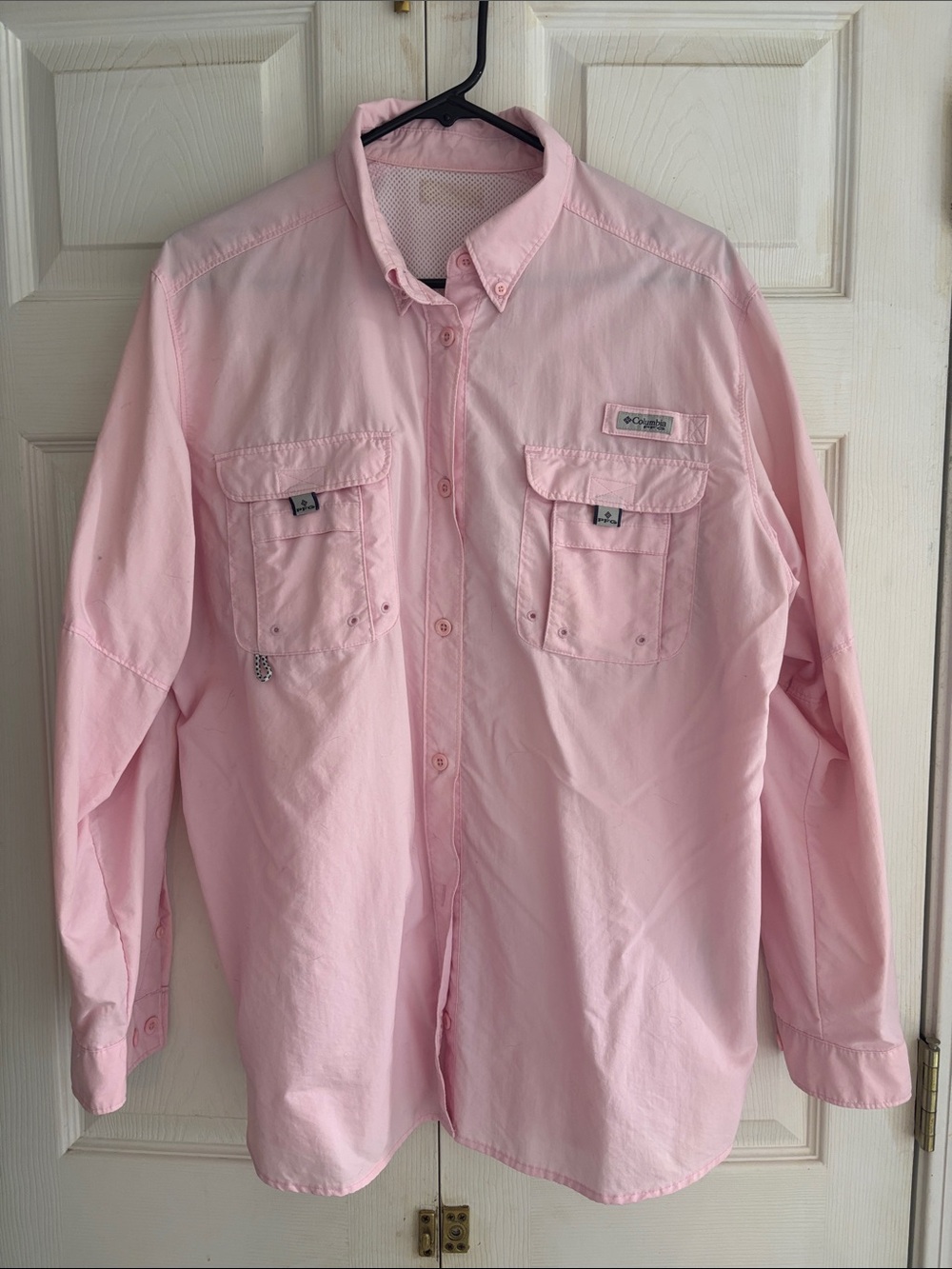 Columbia Light Pink Long-Sleeve Outdoor Button-Up Shirt